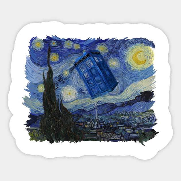 Tardis Starry Night Sticker by Titius